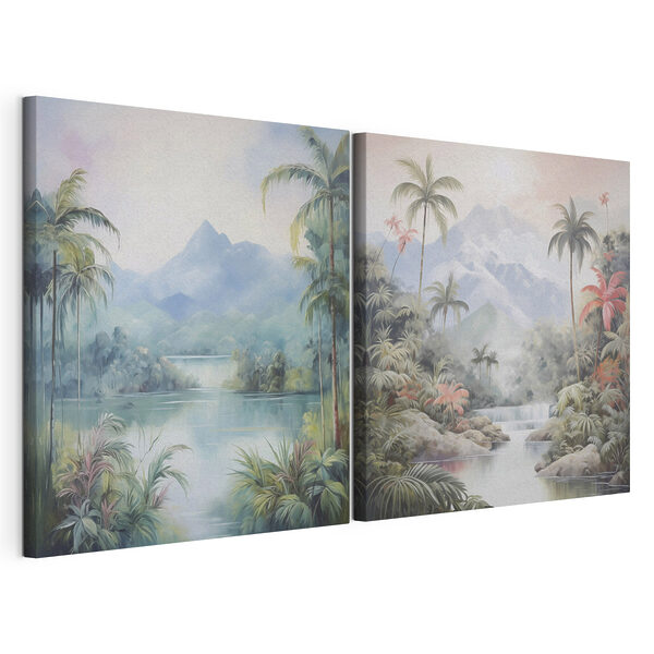 Deux images d'un paysage Impression sur toile modulaire Deux images d'un paysage