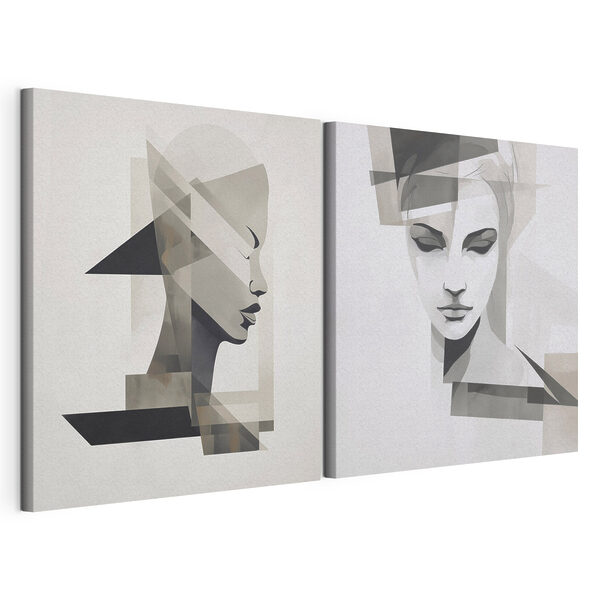 Impression sur toile modulaire Deux tableaux représentant le visage d'une femme