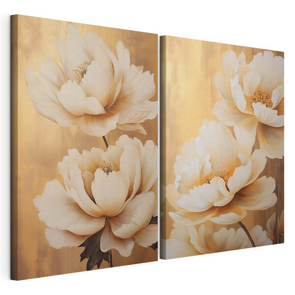 - De magnifiques fleurs baignées de soleil Impression sur toile modulaire - De magnifiques fleurs baignées de soleil