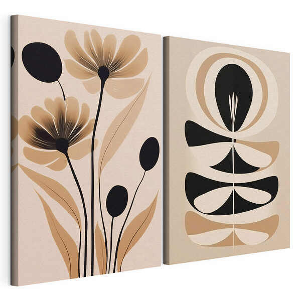 Impression sur toile modulaire Motif artistique abstrait floral et élégant