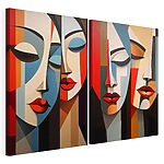 Impression sur toile modulaire Collage représentant un tableau représentant le visage d'une femme