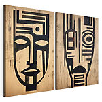 Impression sur toile modulaire Visages abstraits dessinés au trait noir épais