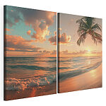 Impression sur toile modulaire Un palmier sur une plage