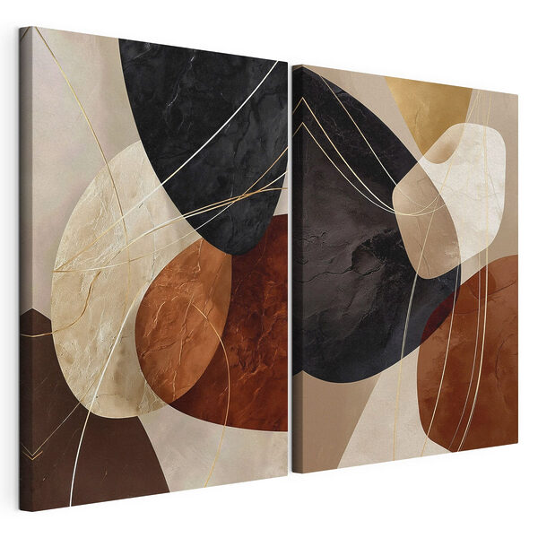 - Formes abstraites dans des tons chauds Impression sur toile modulaire - Formes abstraites dans des tons chauds