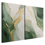 Impression sur toile modulaire Peinture dans les tons verts et blancs