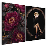 Impression sur toile modulaire Collage représentant une femme assise sur une fleur