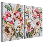Impression sur toile modulaire Peinture représentant des fleurs sur un fond blanc