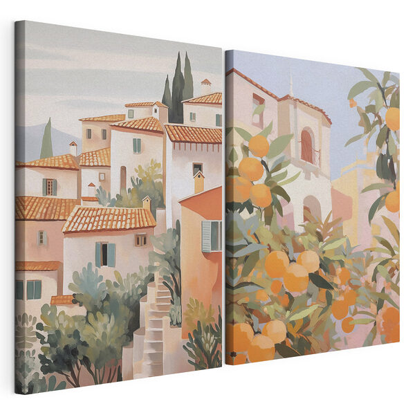 Peinture représentant une ville Impression sur toile modulaire Peinture représentant une ville