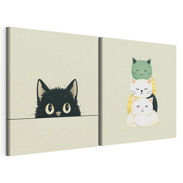 Impression sur toile modulaire Un groupe de chats entassés les uns sur les autres