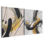 Impression sur toile modulaire Deux œuvres d'art réalisées à la peinture noire et jaune