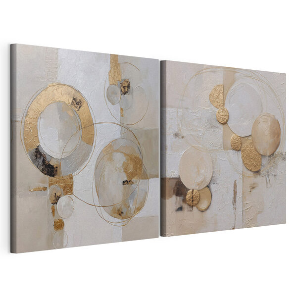 Impression sur toile modulaire Formes abstraites aux teintes douces