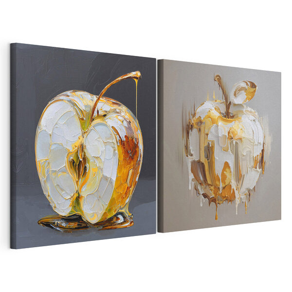 Interprétation artistique d'une pomme dégoulinante Impression sur toile modulaire Interprétation artistique d'une pomme dégoulinante