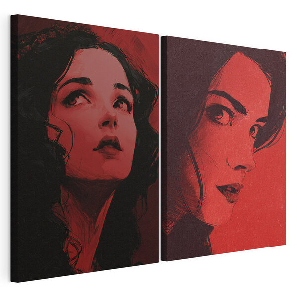 Impression sur toile modulaire Collage représentant le visage d'une femme