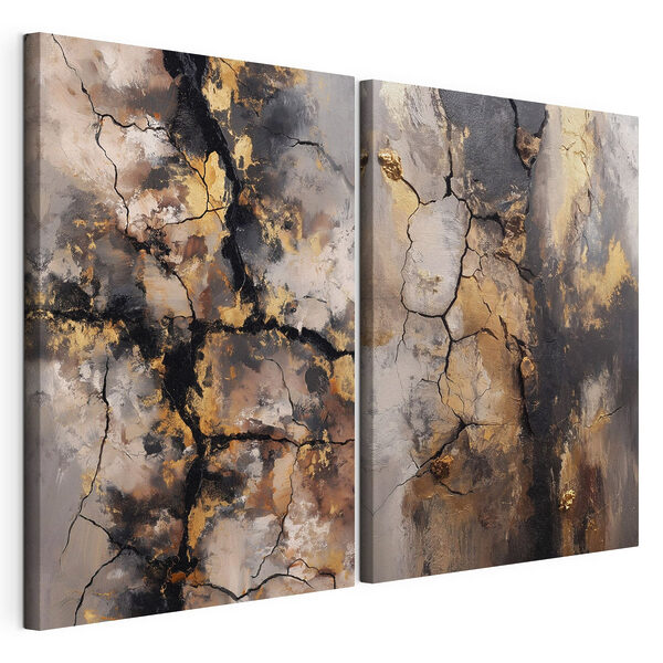 Impression sur toile modulaire Motifs abstraits dans des tons terreux