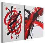Impression sur toile modulaire Peinture rouge et noire sur une surface blanche