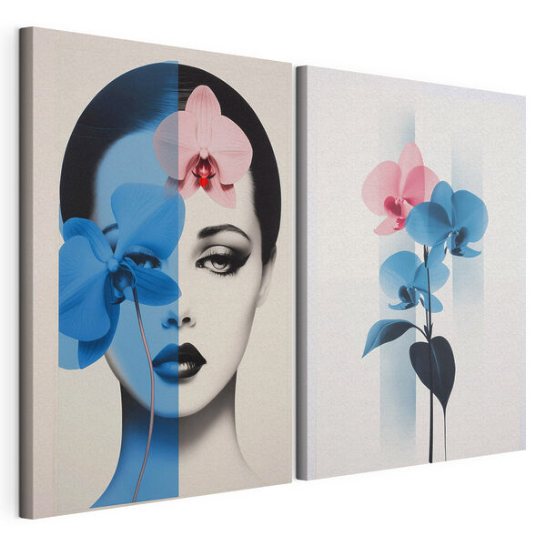 Impression sur toile modulaire Femme avec des fleurs sur la tête