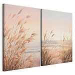 Impression sur toile modulaire De douces vagues viennent caresser les herbes dorées