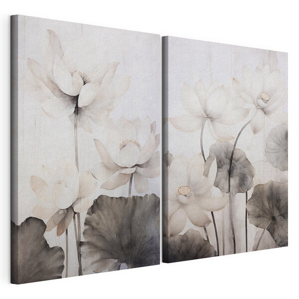 Des fleurs délicates aux teintes douces Impression sur toile modulaire Des fleurs délicates aux teintes douces