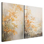 Impression sur toile modulaire Peinture représentant des arbres aux feuilles jaunes