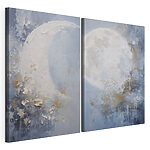 Impression sur toile modulaire Peinture représentant une lune et un arbre