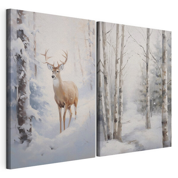 Impression sur toile modulaire Un cerf dans la neige