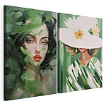 Impression sur toile modulaire Modular canvas print Two pictures of women with leaves