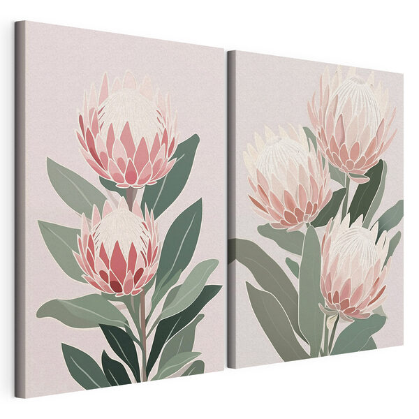 Impression sur toile modulaire L'élégance florale dans des teintes douces