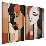 Impression sur toile modulaire Deux tableaux représentant des femmes aux couleurs différentes