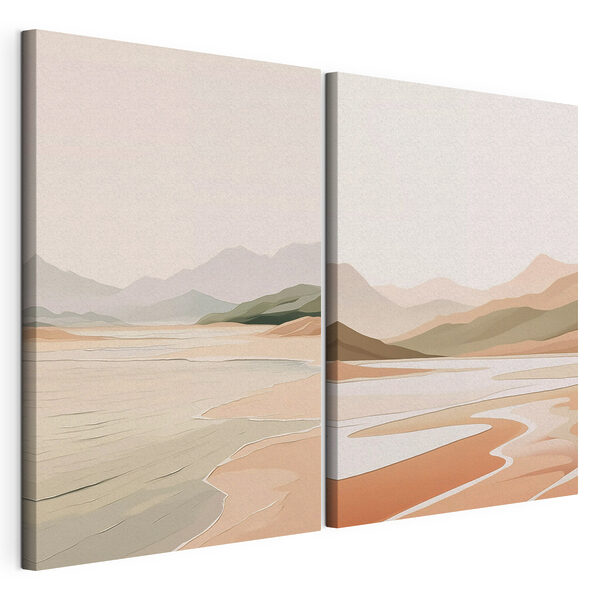 Capture d'écran d'un tableau représentant une plage et des montagnes Impression sur toile modulaire Capture d'écran d'un tableau représentant une plage et des montagnes