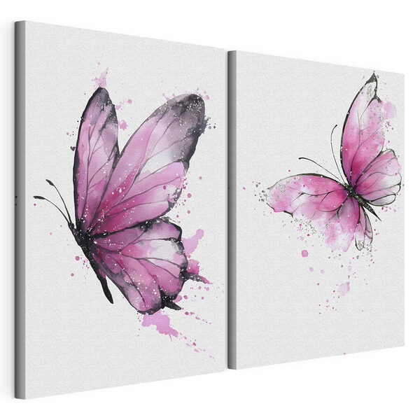 Deux papillons aux ailes roses Impression sur toile modulaire Deux papillons aux ailes roses