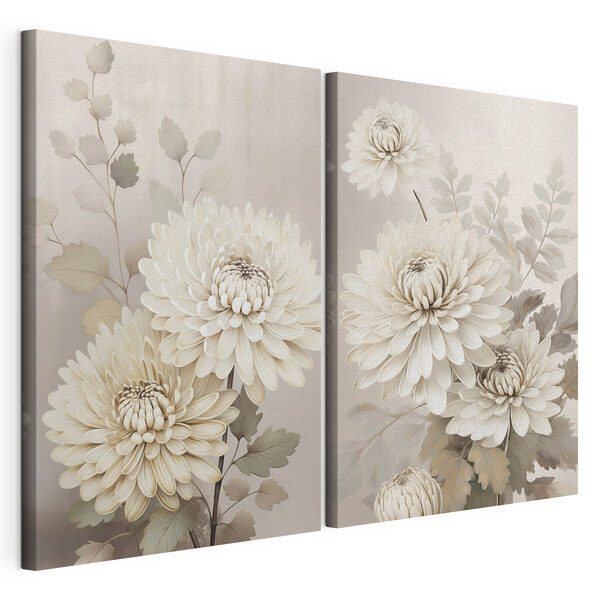 Impression sur toile modulaire Fleurs aux teintes délicates