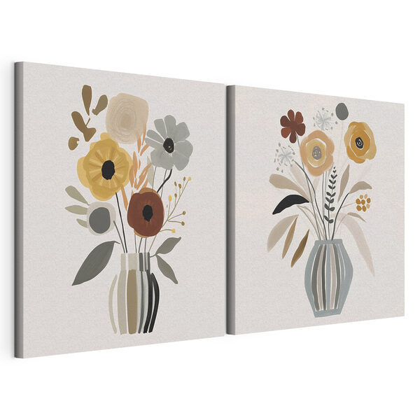 Impression sur toile modulaire Peinture représentant des fleurs dans un vase