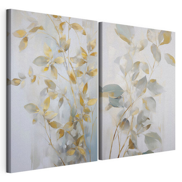 Un feuillage élégant aux couleurs douces Impression sur toile modulaire Un feuillage élégant aux couleurs douces