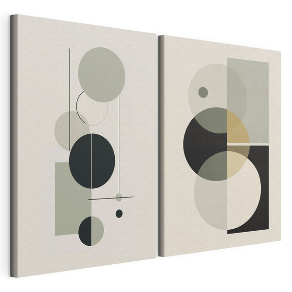 Quelques œuvres d'art composées de cercles et de lignes Impression sur toile modulaire Quelques œuvres d'art composées de cercles et de lignes