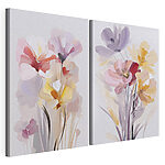Impression sur toile modulaire Peinture représentant des fleurs sur fond blanc