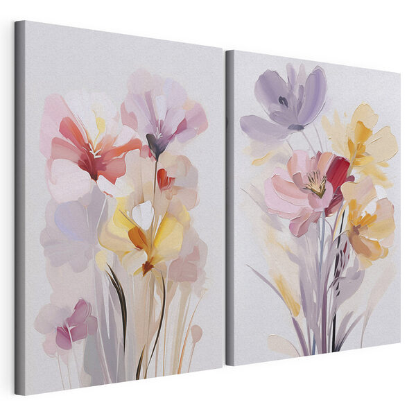 Peinture représentant des fleurs sur fond blanc Impression sur toile modulaire Peinture représentant des fleurs sur fond blanc