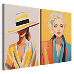 Impression sur toile modulaire Deux femmes portant des chapeaux