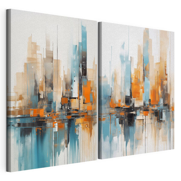 Impression sur toile modulaire Peinture représentant une ville