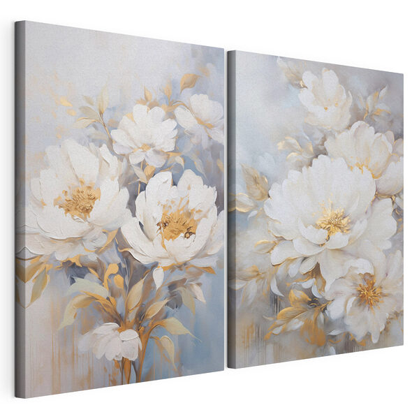Impression sur toile modulaire Peinture représentant des fleurs blanches