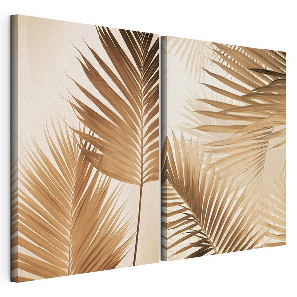 Les motifs sereins des feuilles de palmier, inspirés de la nature Impression sur toile modulaire Les motifs sereins des feuilles de palmier, inspirés de la nature