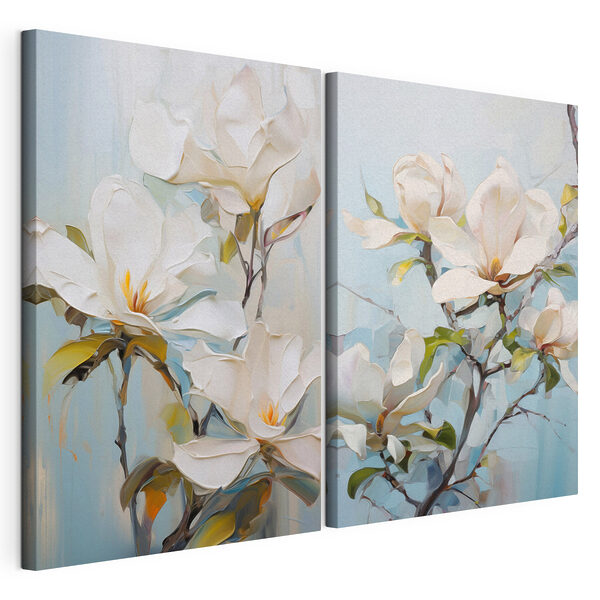 Peinture représentant des fleurs blanches Impression sur toile modulaire Peinture représentant des fleurs blanches