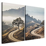 Impression sur toile modulaire Route sinueuse avec un arbre