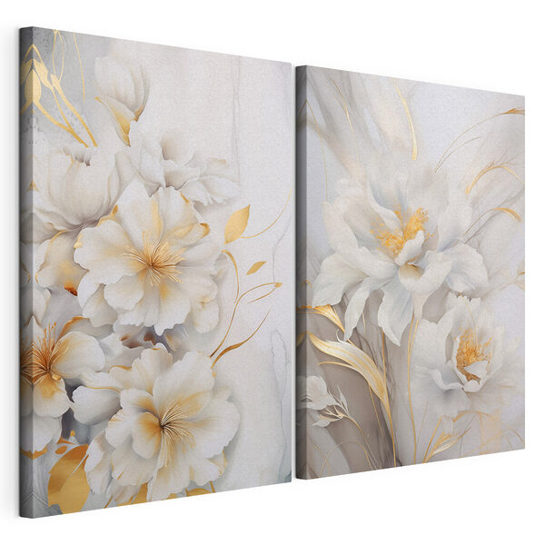 Des fleurs délicates aux teintes douces Impression sur toile modulaire Des fleurs délicates aux teintes douces