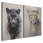 Impression sur toile modulaire Tableau représentant un léopard et un guépard