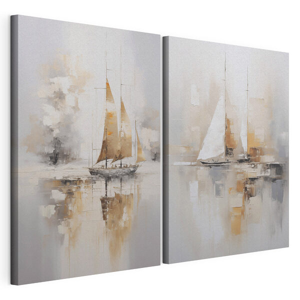 Impression sur toile modulaire Peinture représentant un voilier sur l'eau