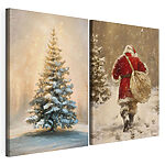 Impression sur toile modulaire Tableau représentant un homme marchant dans la neige