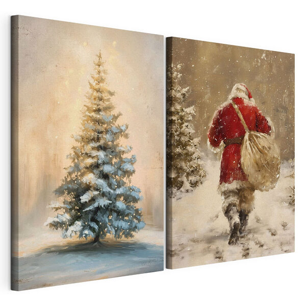 Tableau représentant un homme marchant dans la neige Impression sur toile modulaire Tableau représentant un homme marchant dans la neige
