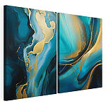Impression sur toile modulaire Des vagues fluides aux tons bleus apaisants