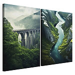 Impression sur toile modulaire Rivière entre deux ponts