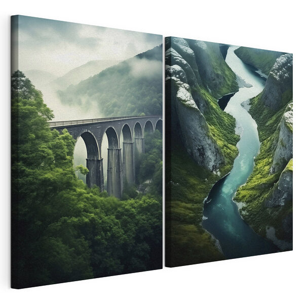 Impression sur toile modulaire Rivière entre deux ponts